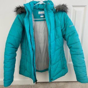 Columbia WOMENS Teal Parka with detachable Faux Fur Hood  - Womens Size S